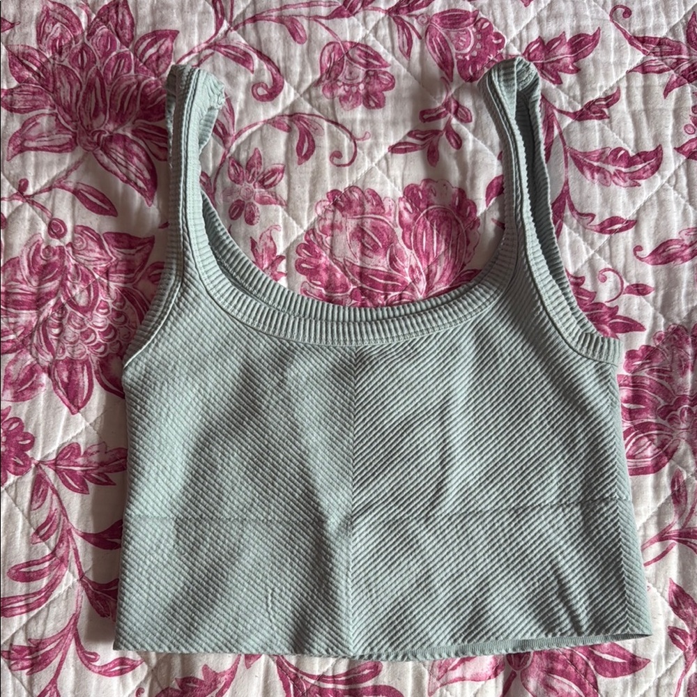 Ribbed Light Green Stretchy Tank